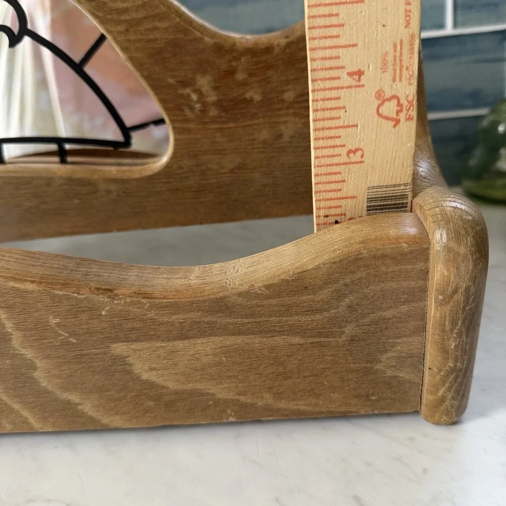 VTG Wooden Juice Glass Shelf Mirror Cottage Core Wall Hanging Farmhouse Prairie